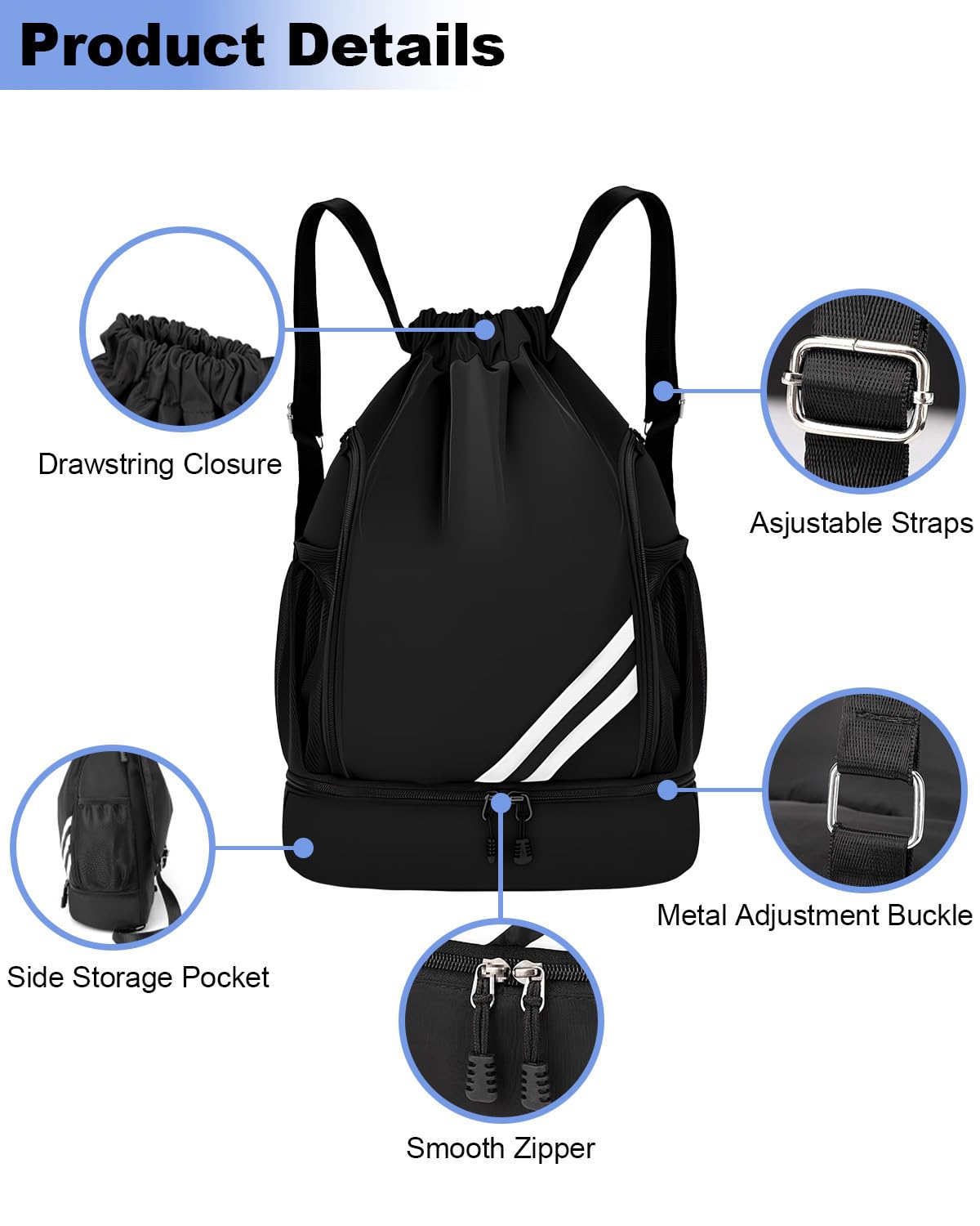 Sac Piscine Homme Femme Étanche, Sac à Dos de Sport avec Compartiment Chaussures, Sac de Gym Pliable avec Poches, Idéal pour Natation, Voyage et Fitness