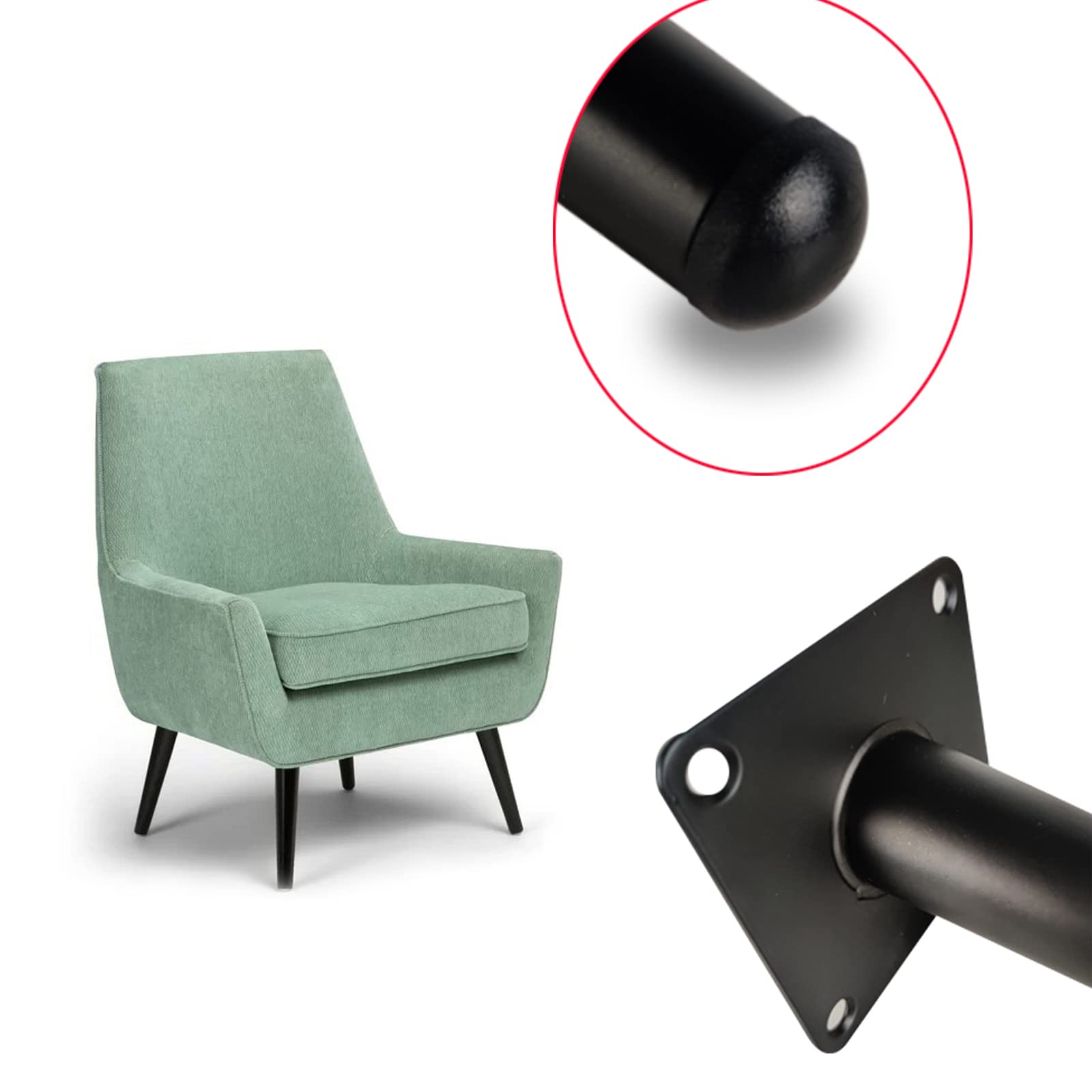 Set van 4 tafelpoten, verstelbare meubelpoten, conische bankpootjes, kastpoten, metalen poten, poten voor salontafel, tv-meubel, bed, nachtkastje, met schroeven (wit goud, 25 cm