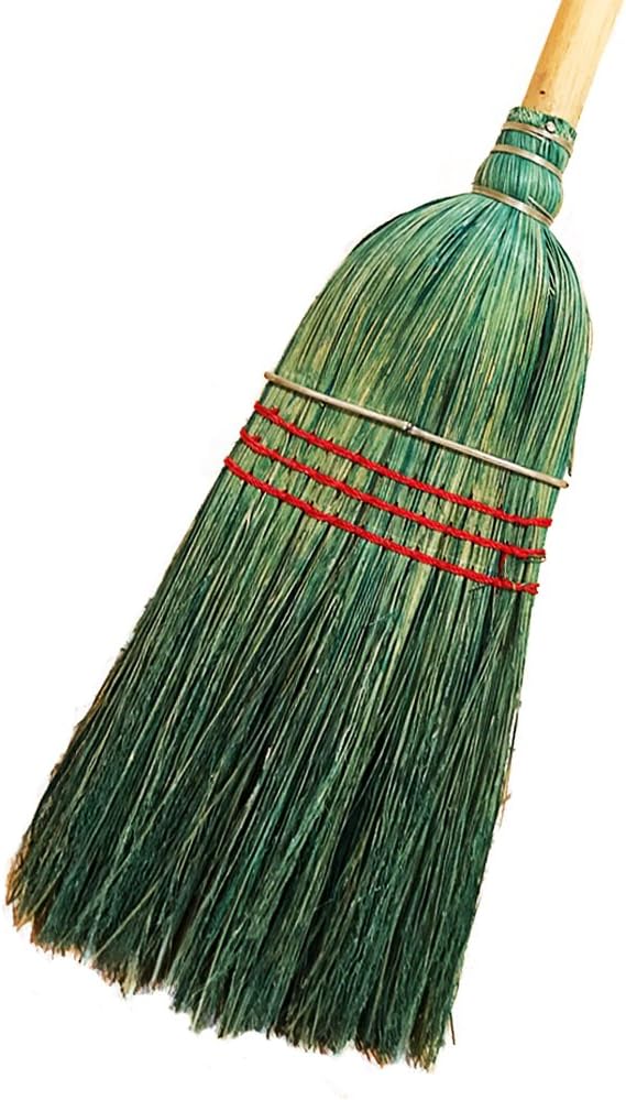 American Market Heavy Duty 100% Corn Broom With Solid 1 1/4'' Thick Wood Handle
