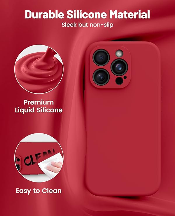 OTOFLY for iPhone 16 Pro Max Case, Compatible with MagSafe, Shockproof Magnetic Silicone Case for iPhone 16 Pro Max,[Military Grade Protection] [2 Pack Screen Protectors], Red by OTOFLY - Image 4