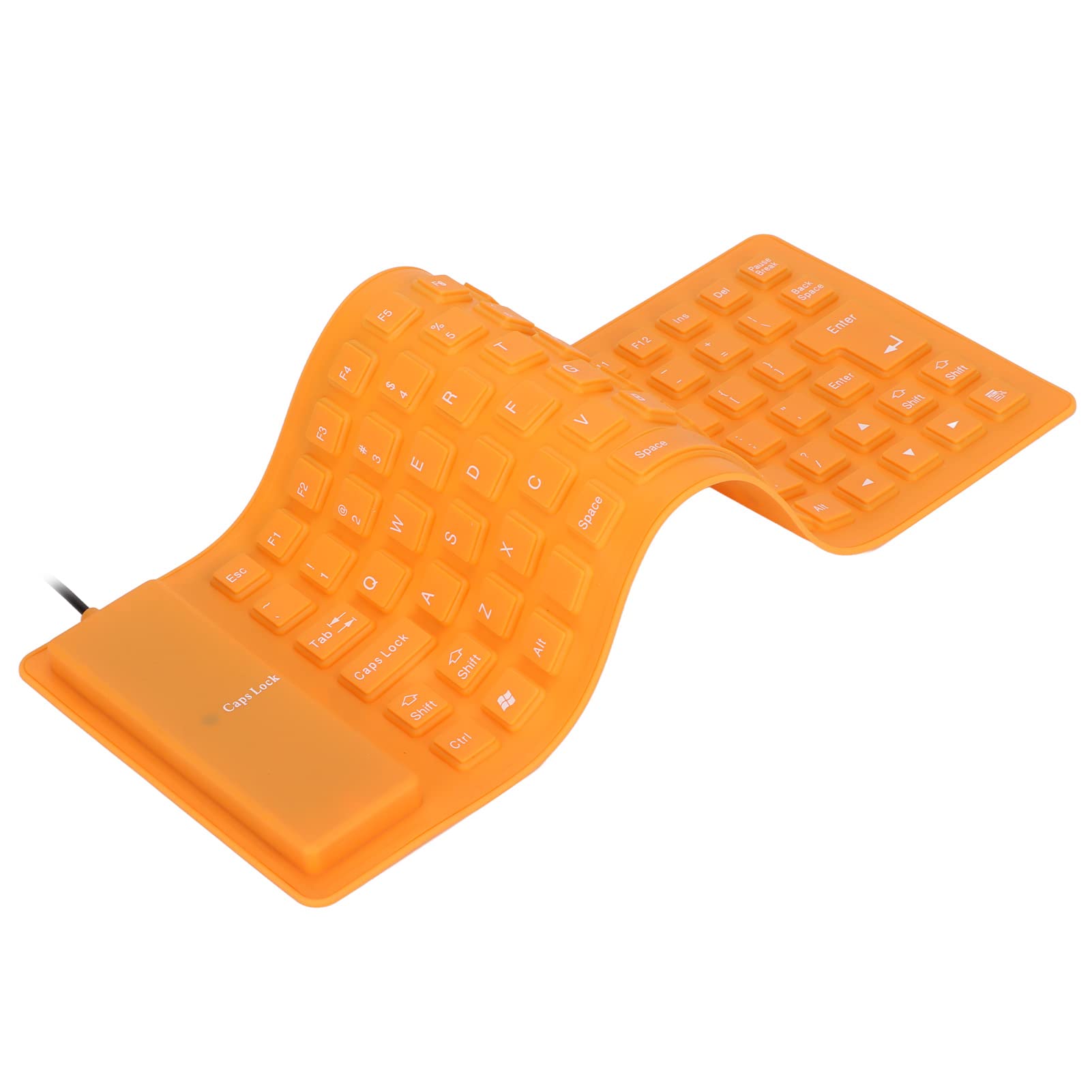 Silicone Keyboard, Silent Button Rolling Keyboard Completely Sealed Design Soft Comfortable for PC Laptop(Orange)