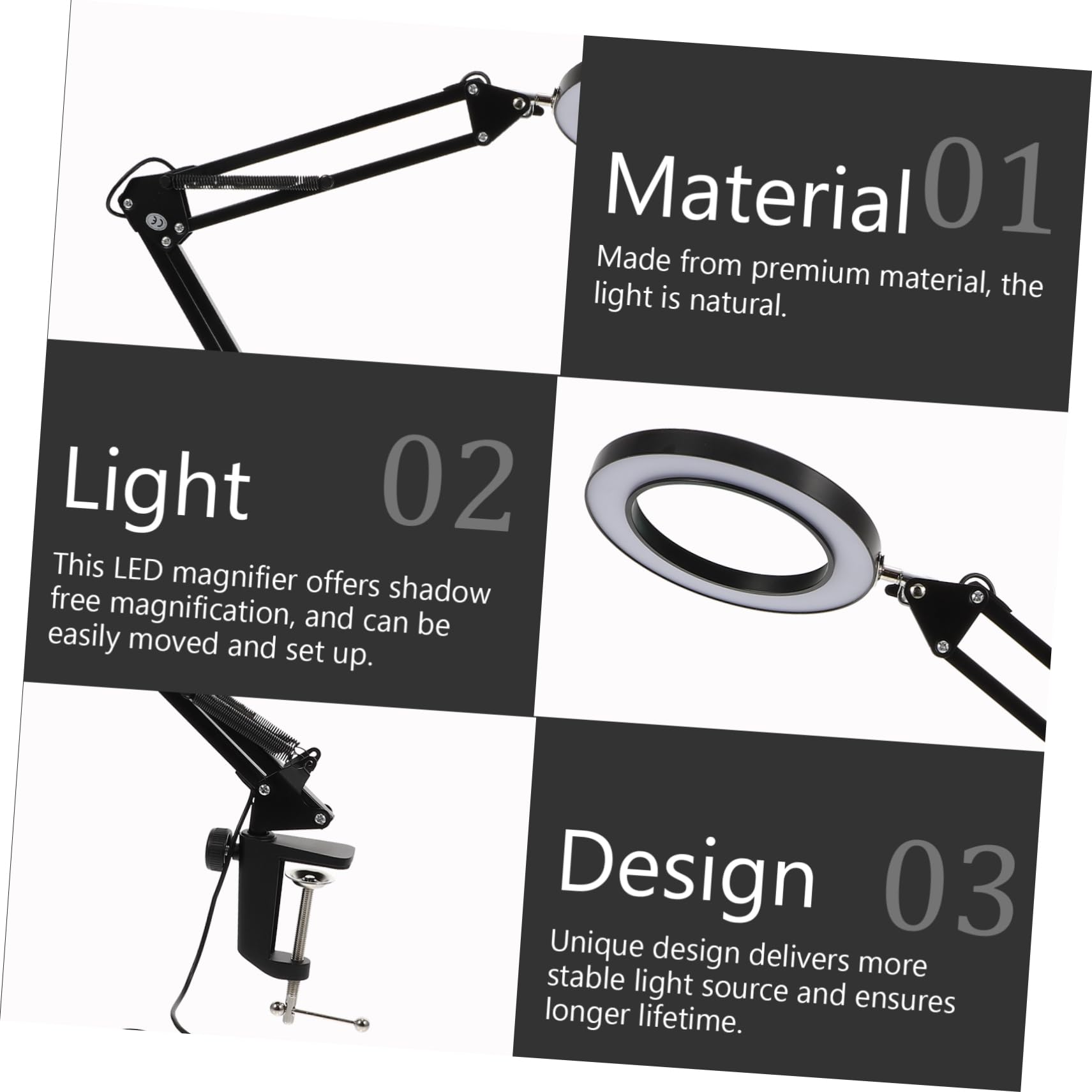 1 Lupa para pc protección de Ojos Tipo Clip Escritorio Maquillaje Lupa Mesa Femenina Mani LED Escritorio Plegable luz lámpara de Arte de uñas