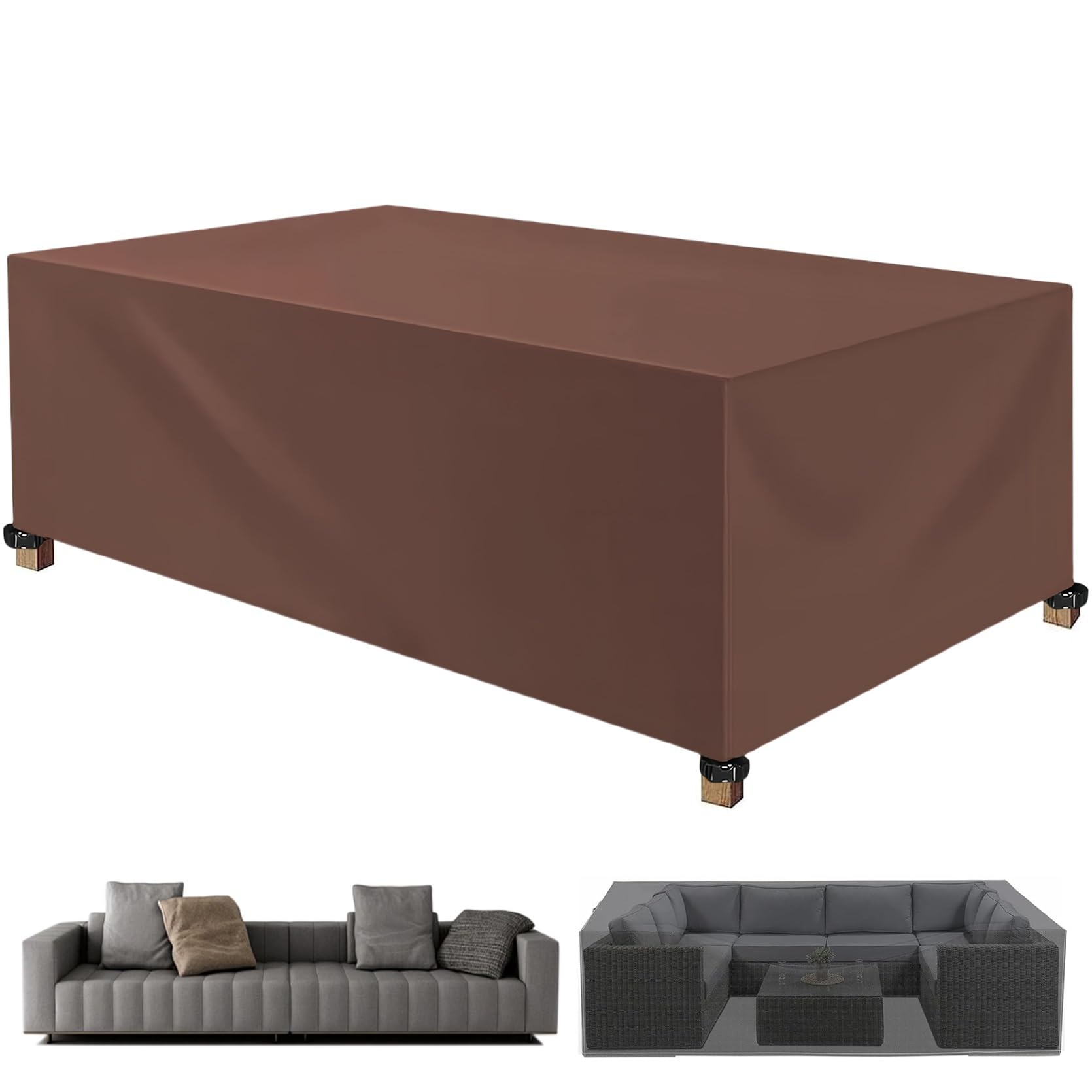 XUEQXUE Garden Table Cover Furniture Covers 110 x 150 x 85 cm(L x W x H) Cube Garden Furniture Covers, Tear Resistant, Fade Resistant, Sofa Set Patio Table Covers, for Any Furniture, Brown — image 1