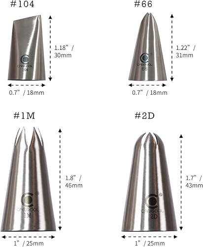 Miniatura 4 de Punta de tubería de glaseado para decoración de cupcakes, 2 grandes y 2 pequeñas, boquillas de acero inoxidable sin costura para glaseado