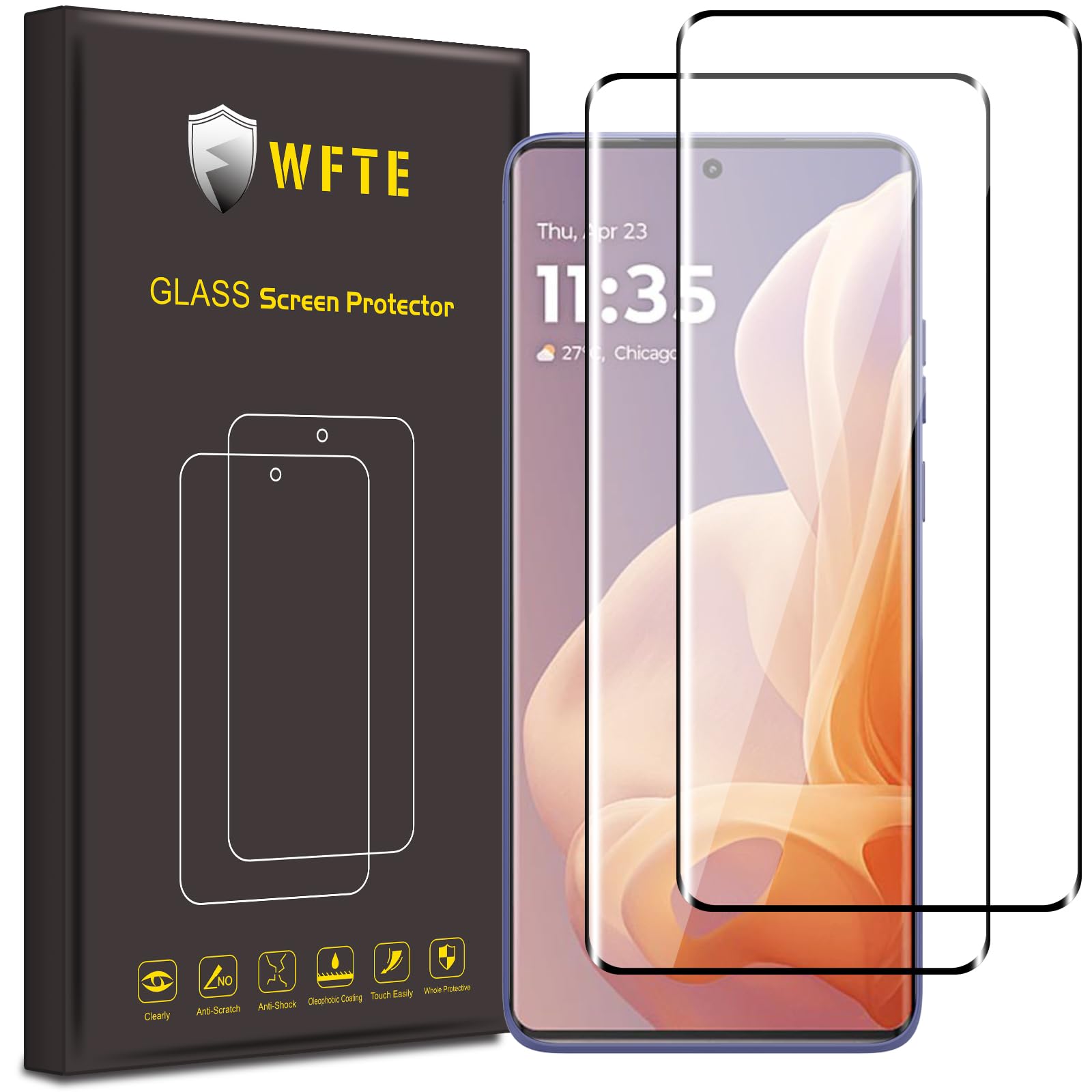 WFTE [2-Pack Screen Protector for Motorola Moto G85 5G/Motorola Edge 50 Fusion,Anti-Scratch,Anti-fingerprint,Bubble-Free,Dust-Free Premium Tempered Glass Screen Protector For Moto G85ClimatePartner certified