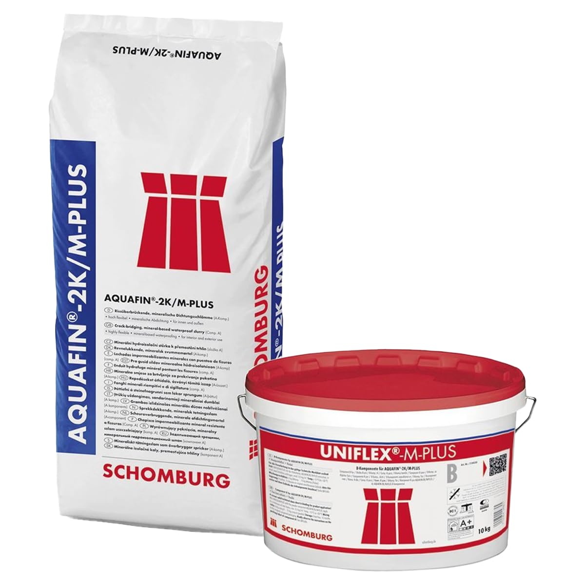 SCHOMBURG Aquafin 2K/M-PLUS Flexible Dichtungsschlämme Abdichtung 35 KG Grau A+B