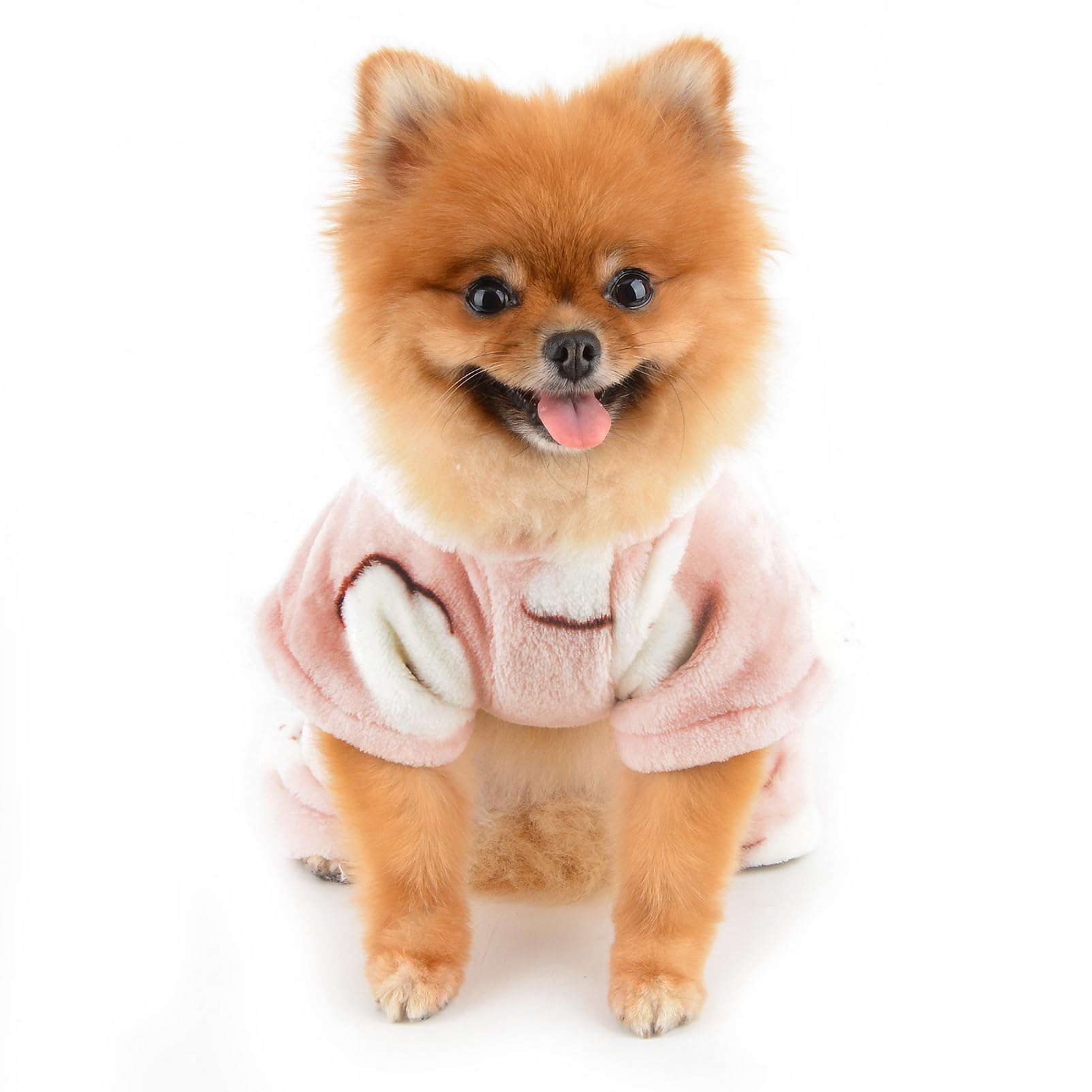 Amazon.co.jp: かわいい犬柄フリースパーカーパジャマ ポンポンフード