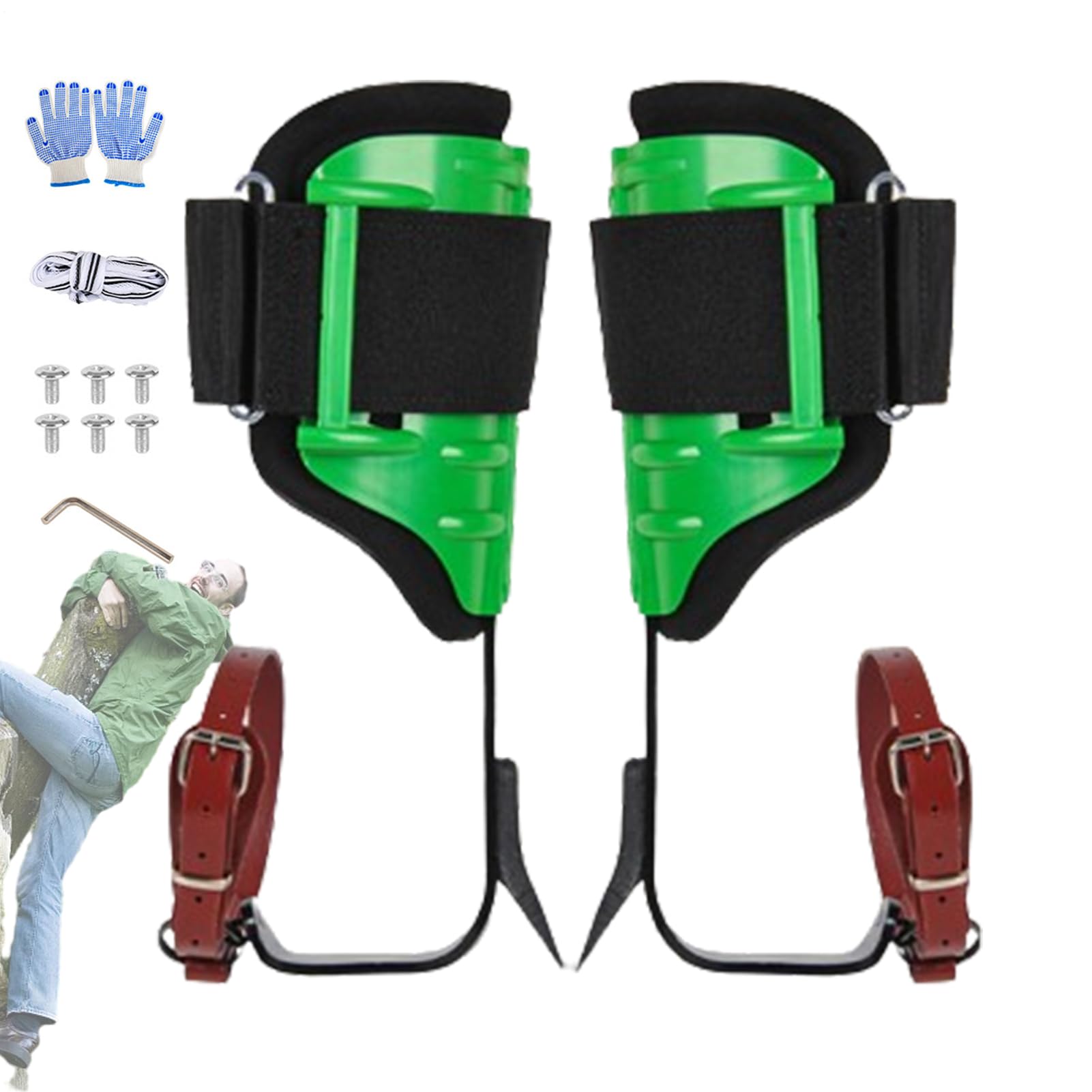 Clavos de escalada para árboles: kit de escalada de tenedor de árboles | engranaje de escalada de polos | Herramientas de escalada cosechadoras, correas de arbolesta cómodas, clavos trepadores de