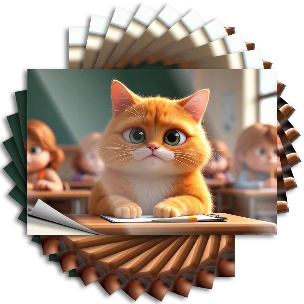 Lettering Sticker Hot Cocoa Bar Decor Waterproof Vinyl Sticker | A Cat Sitting At A Desk in A Classroom High Bumper for Gamers DIY Projects(12X18CM)