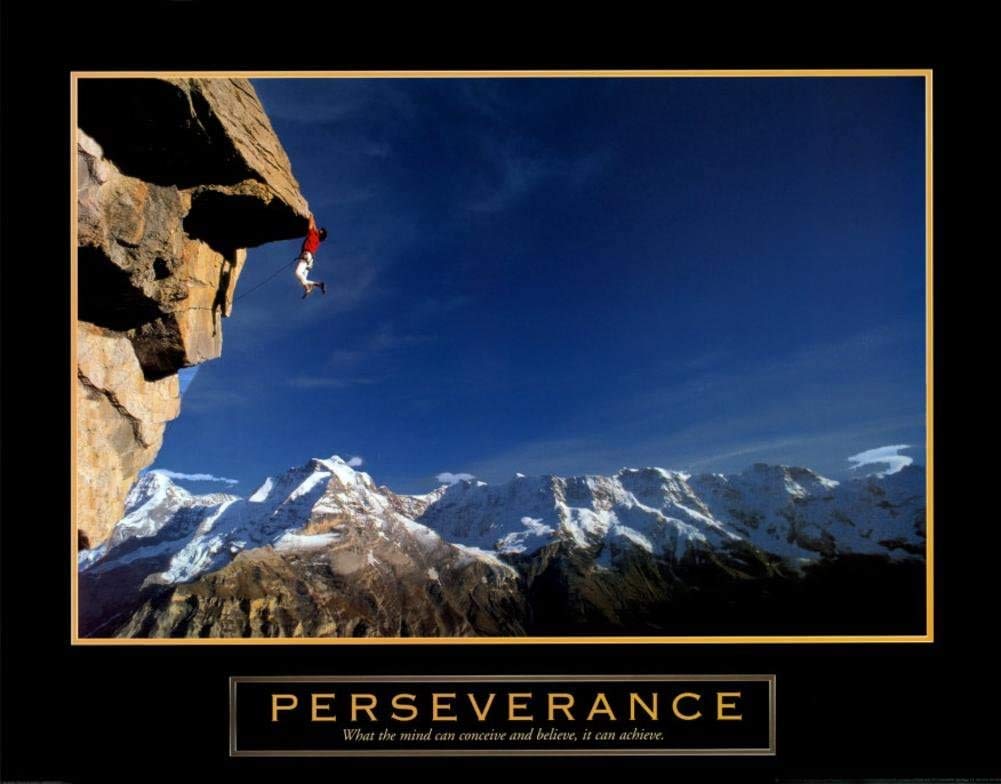 Perseverance Rock Climber Mountain Climbing Scenic Sports Motivational Poster