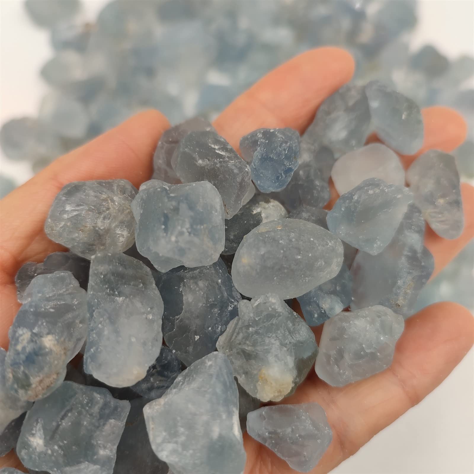 100 g/Paquete Natural áspero Celestite Cuarzo Cristal caído Piedra Chip Grava hogar Acuario decoración espécimen Inicio Colecciones