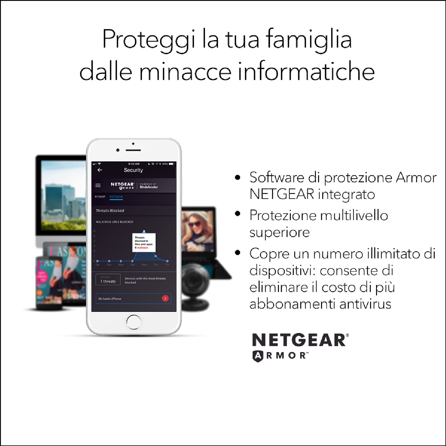 NETGEAR Nighthawk Router WiFi 6 (RAX70), Dual-Band Velocità Wireless AX6000 (fino a 6.6 Gbps), Copertura fino a 175 m2