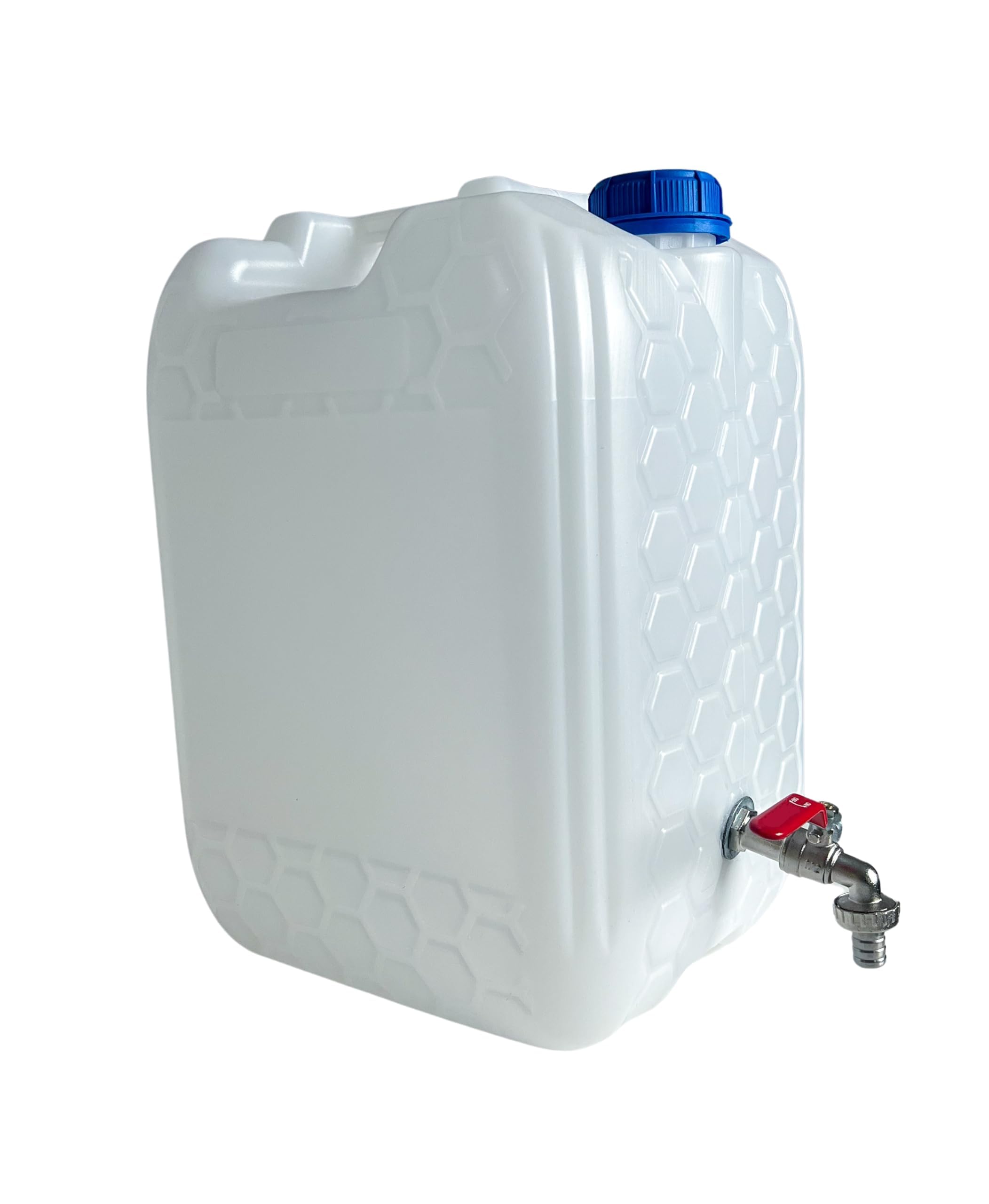 Wasserkanister mit Hahn, Trinkwasser Kanister mit Zapfhahn 1/2'' Gewinde Verzinkt, Wassertank BPA-frei, Wasserbehälter mit Schraubdeckel, Perfekt für Camping