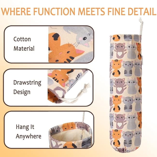 TOGETRUE Plastic Bag Holder, Cute Grocery Bag Holder for Plastic Bags, Wall Mount Bags Dispenser for Home Kitchen Decor (Cat)