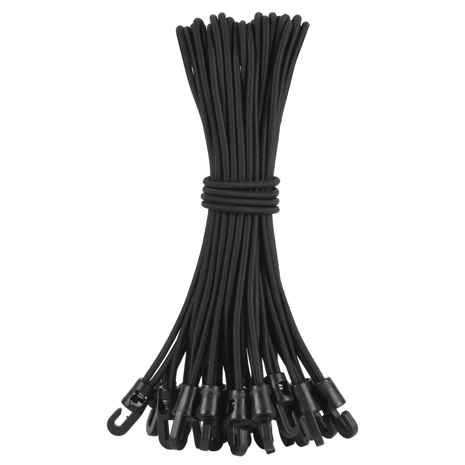 Tenditore per telo con Ganci, 25 cm x 18 Pezzi Tenditore per telo con Ganci, Doppio Gancio per Corda Elastica per Teli, Tende, Portapacchi, Auto e Biciclette, Esterno - Nero