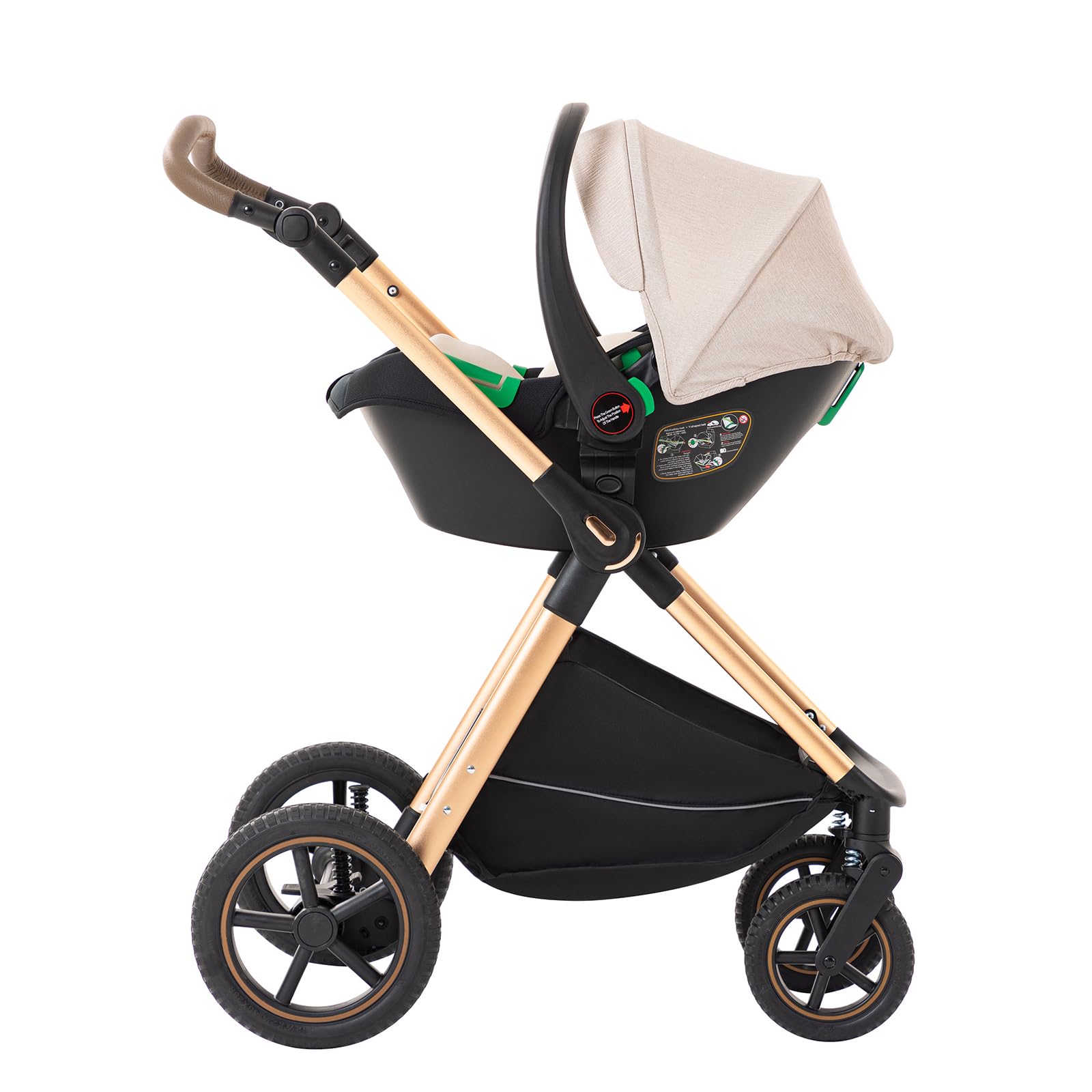 Kinderwagen 3 in 1 Set bis 22 kg mit Aluminiumrahmen höhenverstellbarem Griff für Neugeborene 0-4 Jahre