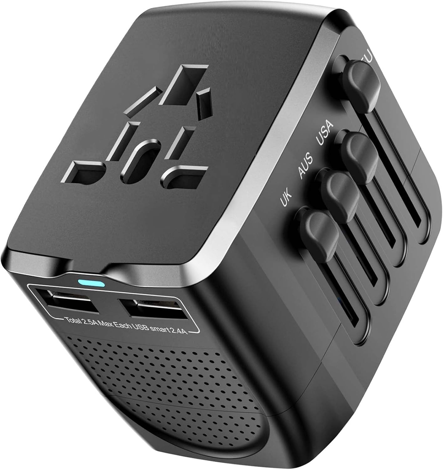 waudm International Travel Adapter Voltage Converter Combo for 100V-240V with 2 USB Ports, USA to UK Europe Australia 200+ Countries-picture-44