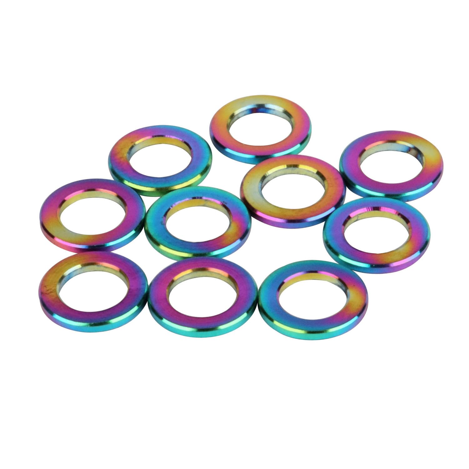 UHDFBDHF 10Pcs Titanium M5 M6 Flat Washer Bicycle Screws Washer (Rainbow, M5)