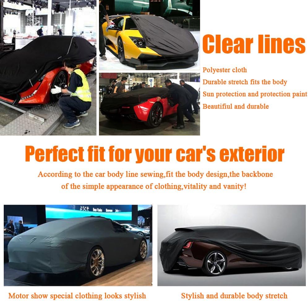 Custom Fit Indoor Car Cover Stretch Soft Suitable for Vehicle/Car/SUV - Personalised Full Cover Breathable Elastic Dustproof Protection - for Underground Garage Car Show