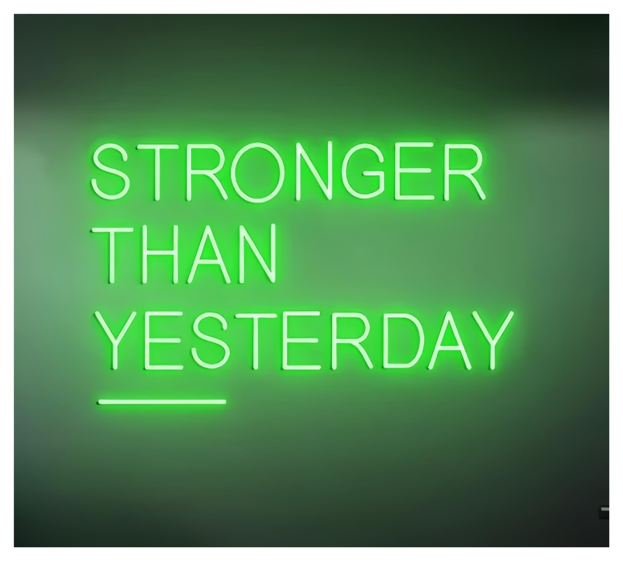 SHOUXI Sign Lamp Stronger Than Yesterday Neon Sign, Gym Sign, Home Gym Decor, Wall Decor(G,50cm)
