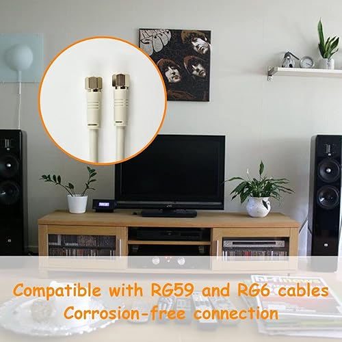 Miniatura 9 de Divisor de satélite de 5 a 2500 MHz, divisor CATV de 2 vías con cable coaxial RG6 y 2 conectores, para alimentación de paso a LNB, mejora la calidad