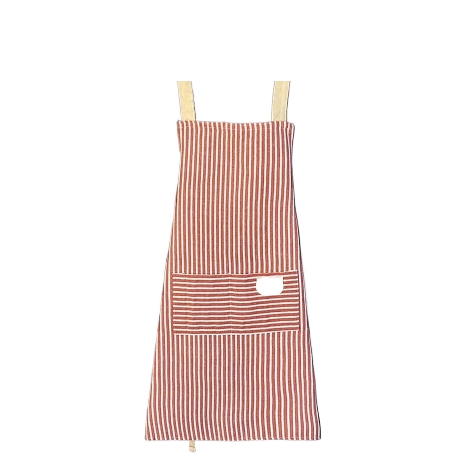 Delantal De Cocina Delantal de cáñamo de 3 uds., Delantales de Chef domésticos de algodón Rayado for Limpiar, cocinar y Hornear con Bolsillo Grande, Delantal for Mujer, Monos(Red)