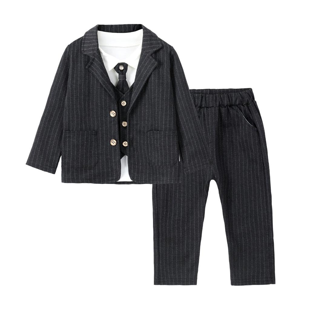 Lito Angels Gentleman Hochzeit Festliche Kariert Weste Anzug Set mit Hut für Baby Kinder Jungen, Grau Grün Braun Blau