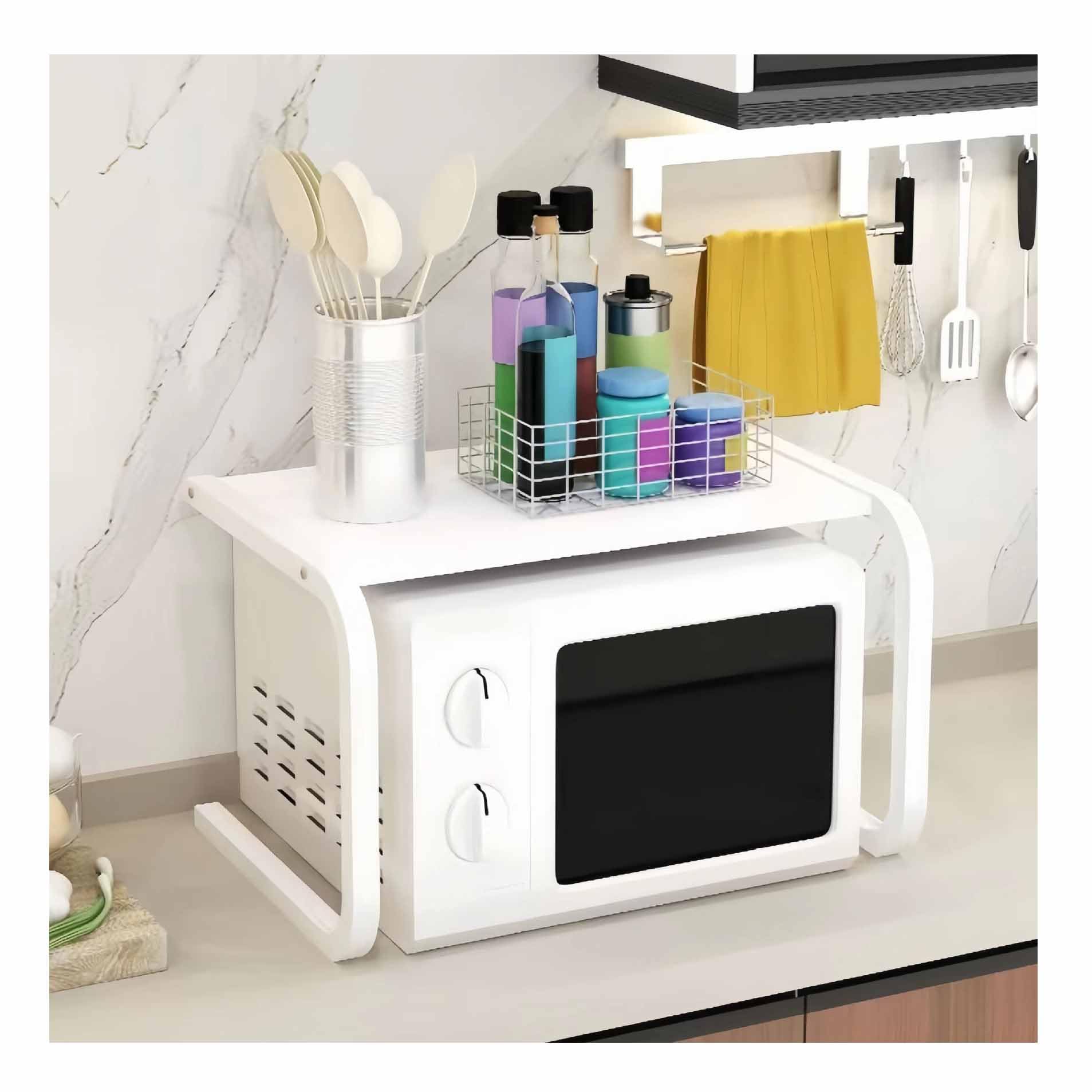 Support à micro-ondes en métal noir pour comptoir de cuisine