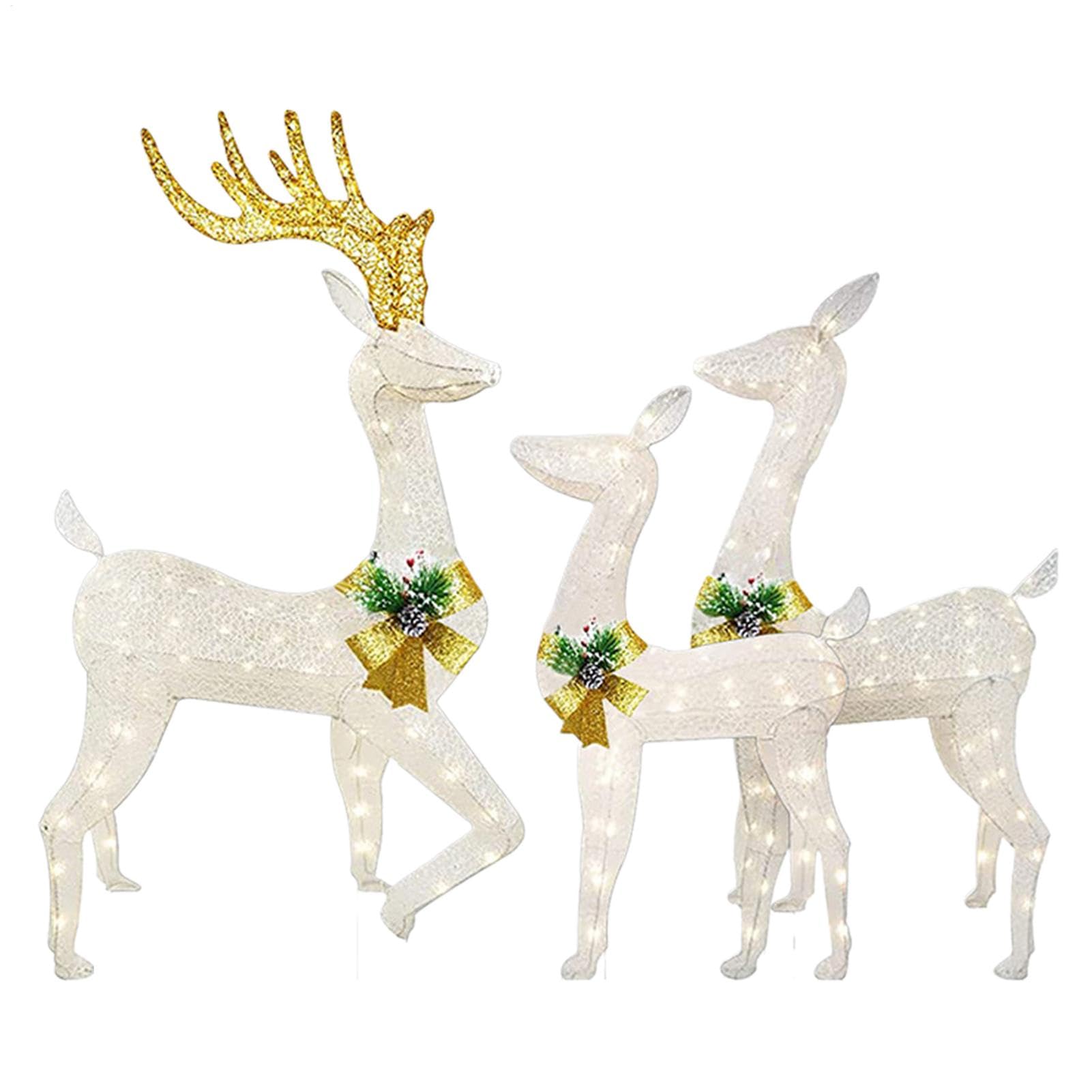Cerfs illuminés de Noël en acrylique cristal et LED durables