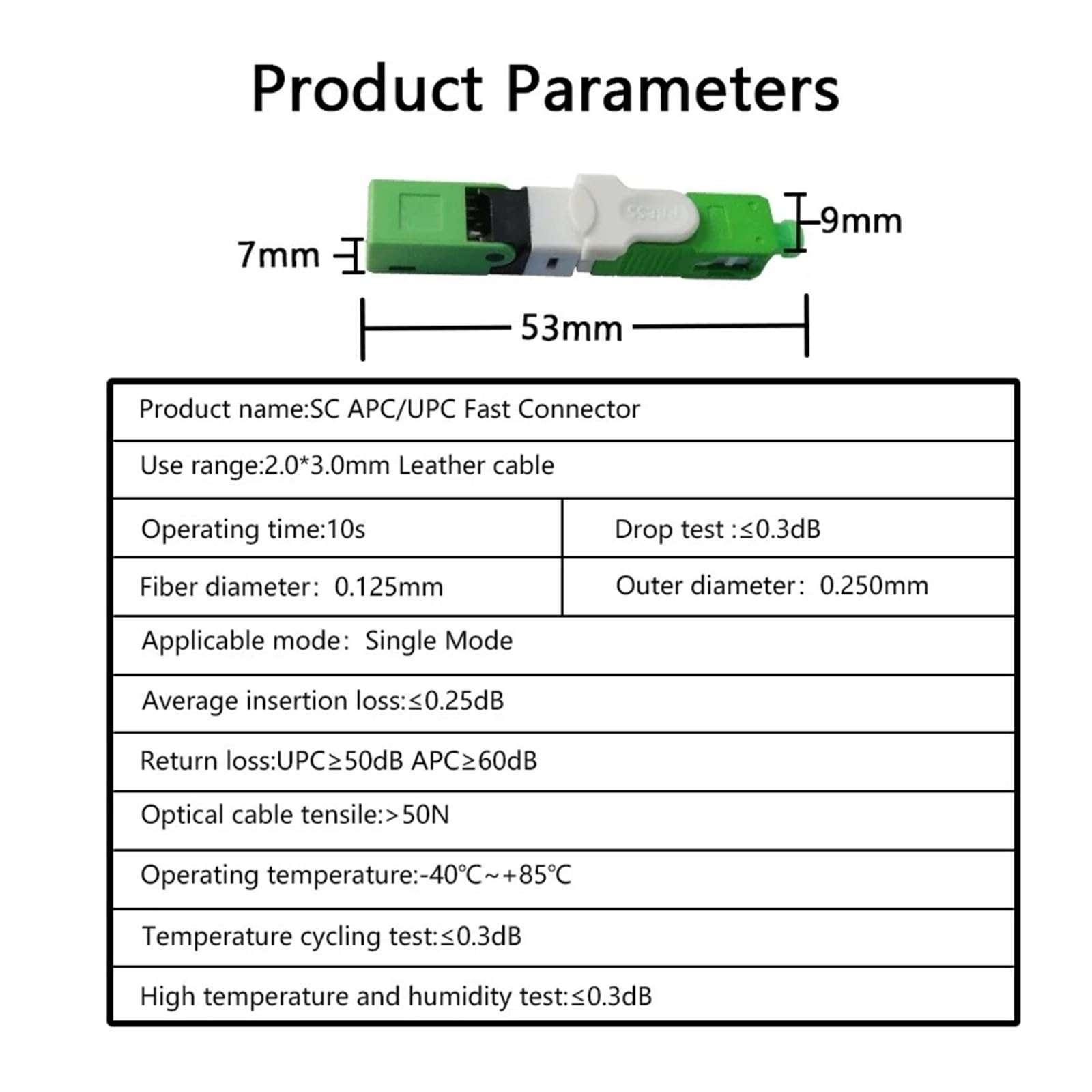 Épisseur de Fibre Optique Connecteur Fibre Optique SC FTTH APC Adaptateur UPC Rapide 53 mm 100 pièces(SC UPC 100pcs)