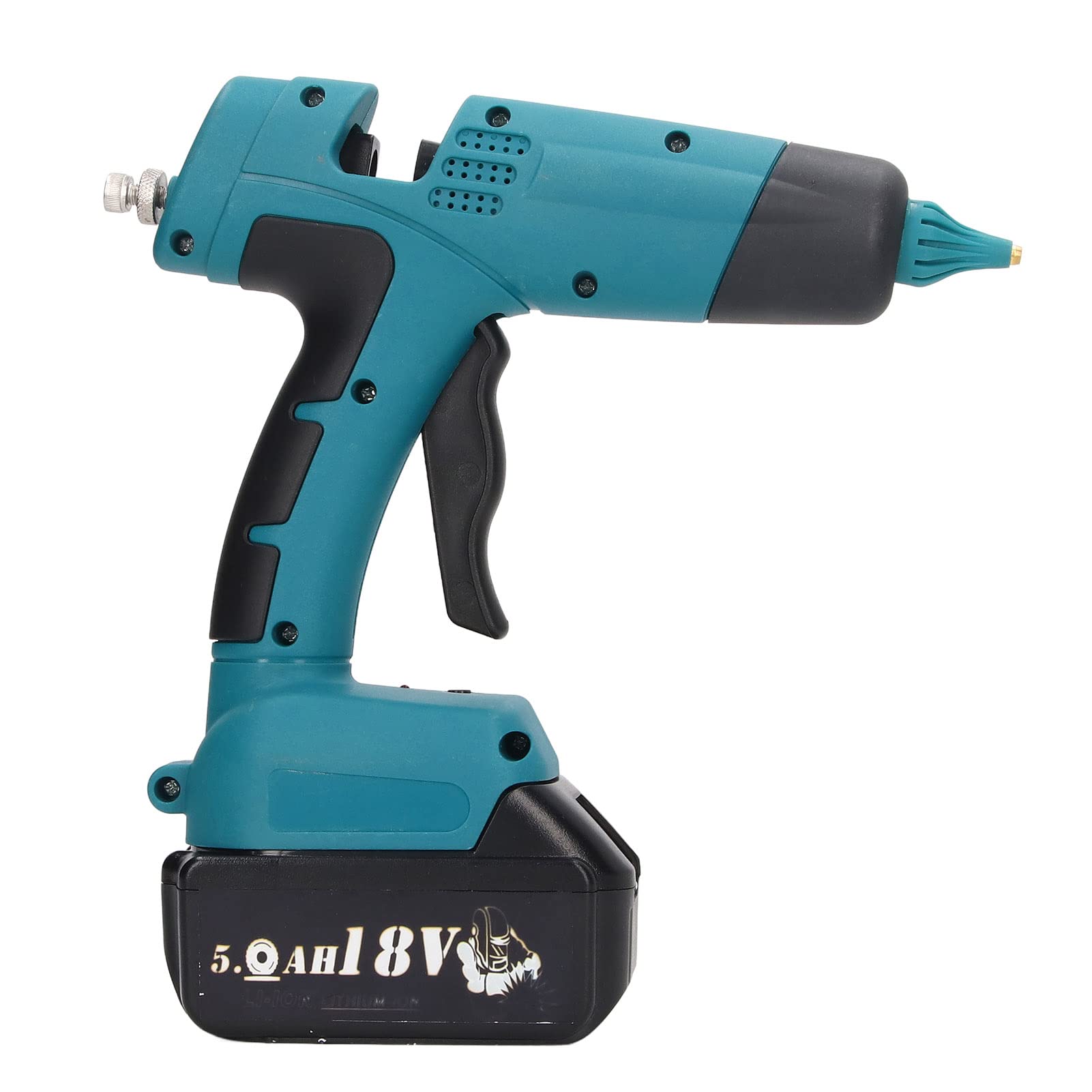 Pistola per Colla a Caldo, Senza Fili, 60 W, Riscaldamento PTC, Preriscaldamento Rapido, 3-5 Minuti, Ugello in Metallo, Perdita, Display LED, Impugnatura Ergonomica, per Artigianato,