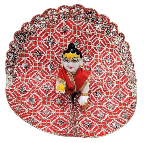 Image of Partish Laddu Gopal Dress Size 6 l Ladoo Gopal Dress l Kanha Ji Dress |Thakur Ji Poshak Size 0 1 2 3 4 5 6 (Red & Yellow)