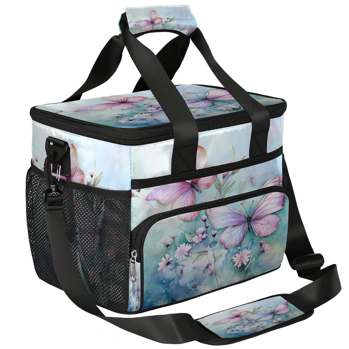 Flowers Insulated Picnic Backpack Lunch Box for Women Men Picnic Basket Tote Lunch Bag Picnic Bag Portable Lunch Bags for Picnic, Beach, Work, Trip,Office, Camp Charming Butterfly