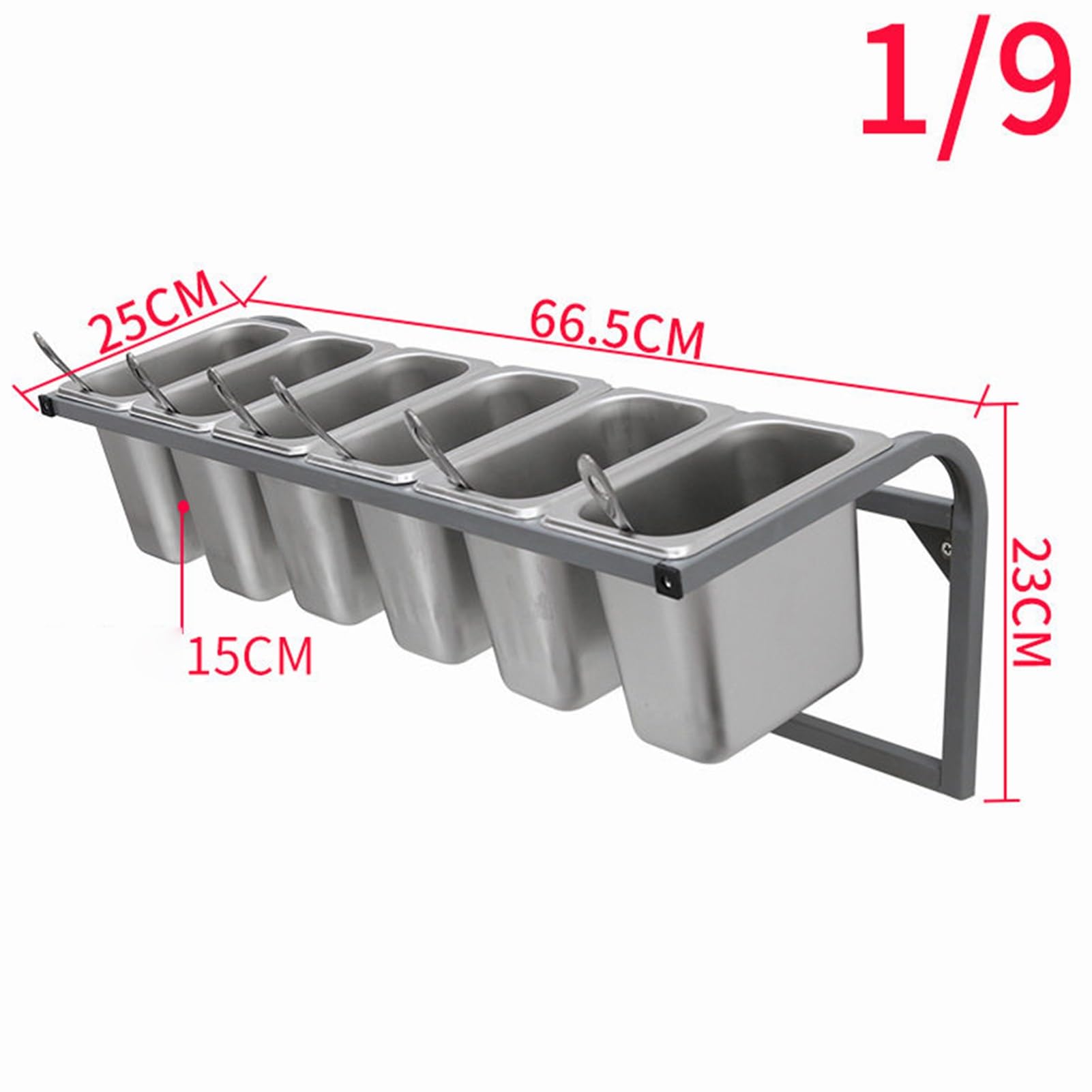Estante de especias de acero inoxidable montado en la pared con juego de cucharas, estación de cobertura de pizza comercial, estante organizador para condimentos ingredientes, cocina