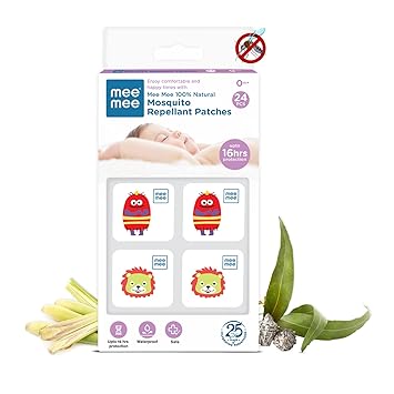 Mee Mee 100% Natural Mosquito Repellent Patches (24 Baby-Safe Patches) with 16 Hr Protection | with Lemon Scent, Non-Toxic, Waterproof | Protects Babies & Kids from Dengue, Malaria, Chikunguniya - image, photos