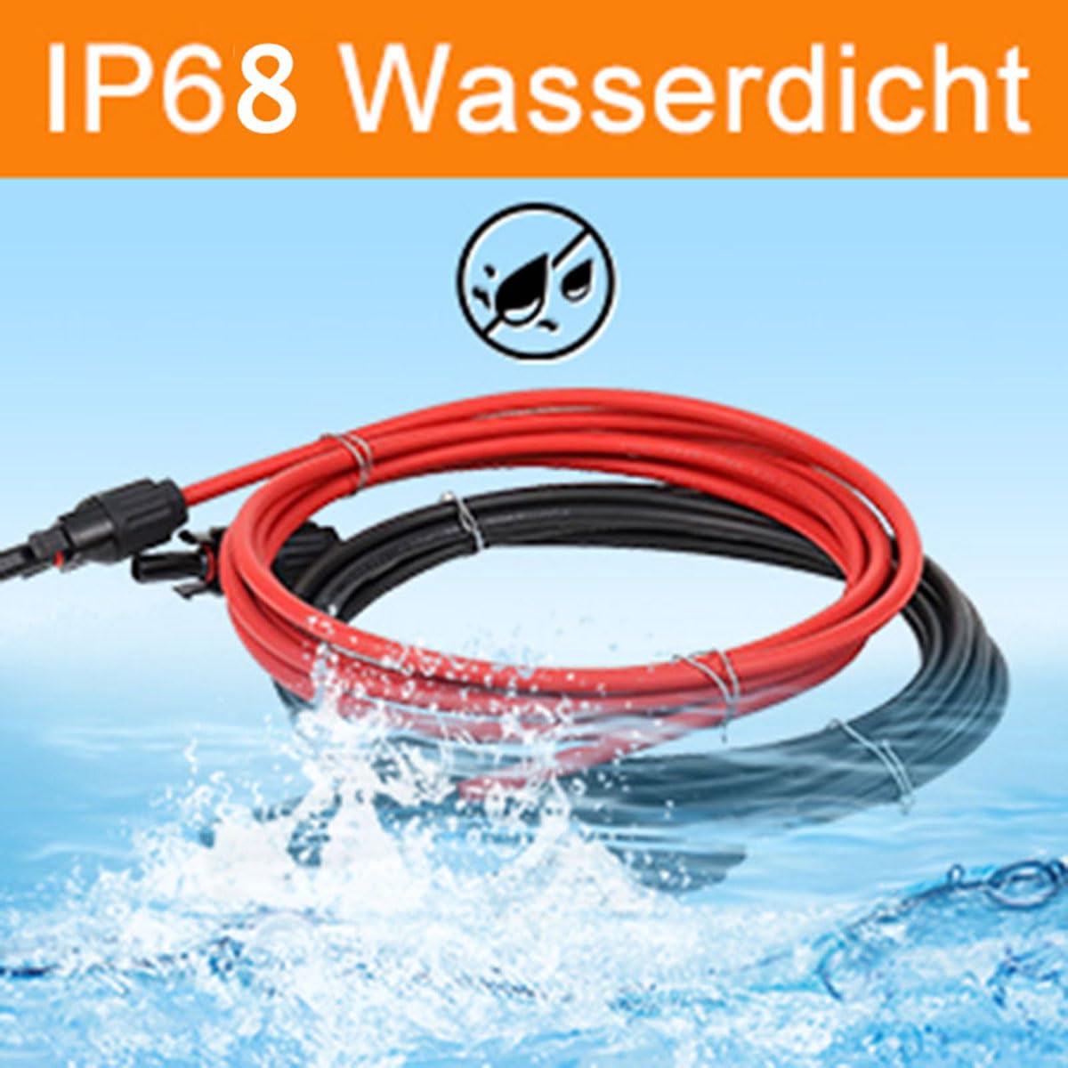 Prolunga per cavo solare da 8 m-6 mm², con spina MC4, CC 1500 V, rosso e nero