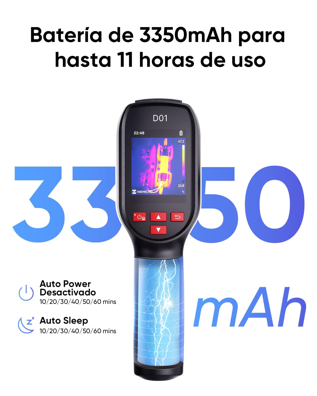 Camara Termica HIKMICRO D01, 240x240 SuperIR, 96x96 IR | 11h de duración con batería de 3350mAh, 4GB, video, IP54, herramientas para el hogar, HVAC y eléctricas