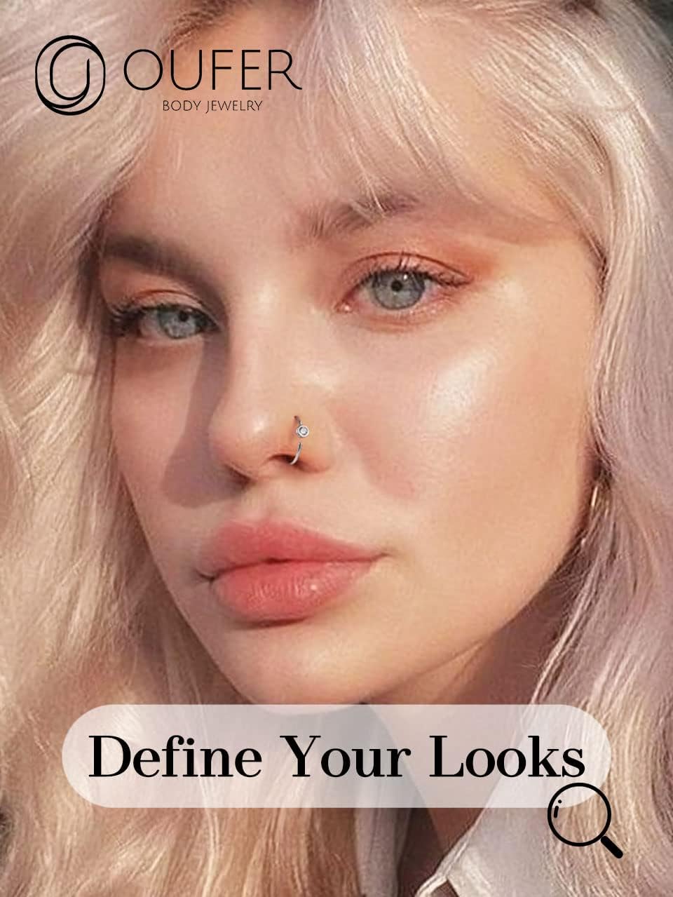 OUFER 925 Sterling Silver Nose Rings Hoops, Clear CZ Nose Rings, Seamless Continuous Open Nose Hoops, Nose Piercing Jewelry for Women Men - Image 7