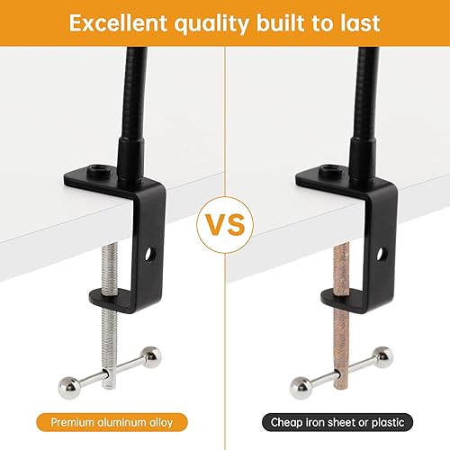 Miniatura 6 de RTNLIT Soporte de micrófono de cuello de cisne de escritorio con abrazadera de escritorio resistente, soporte de micrófono de mesa con brazo de