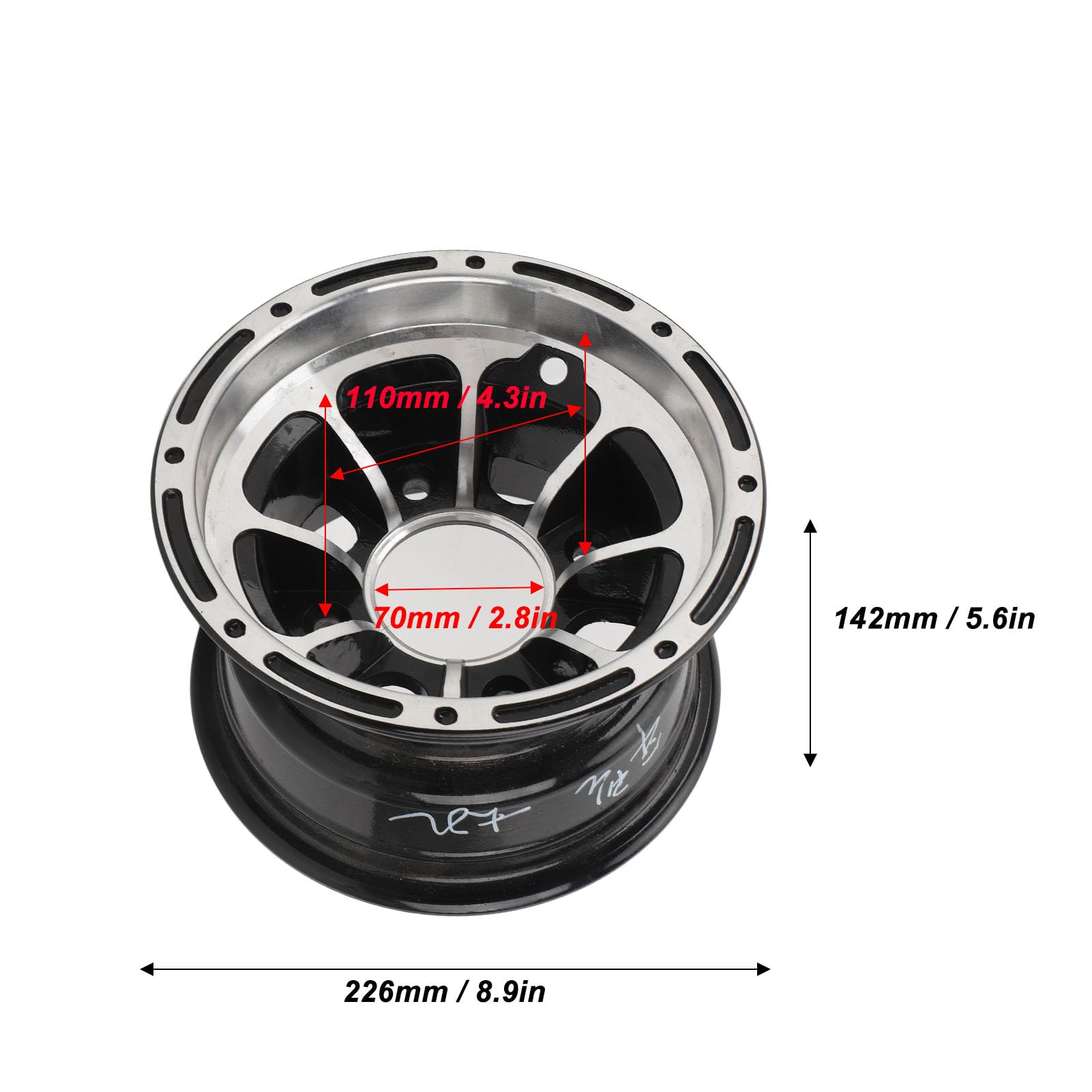 Generic Cerchione ATV in Lega di Alluminio da 8 Pollici, Design Sportivo Ad Alte Prestazioni per Veicoli Fuoristrada e Carrelli da (Davanti)