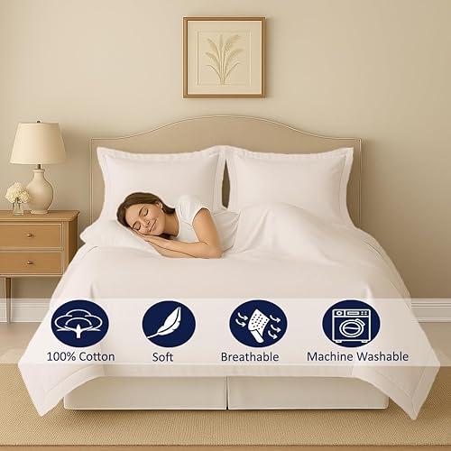 Miniatura 3 de Juego de funda de edredón color blanco liso, tamaño King XL, 116 x 98 pulgadas, tamaño 800 hilos, algodón egipcio certificado de lujo, suave y