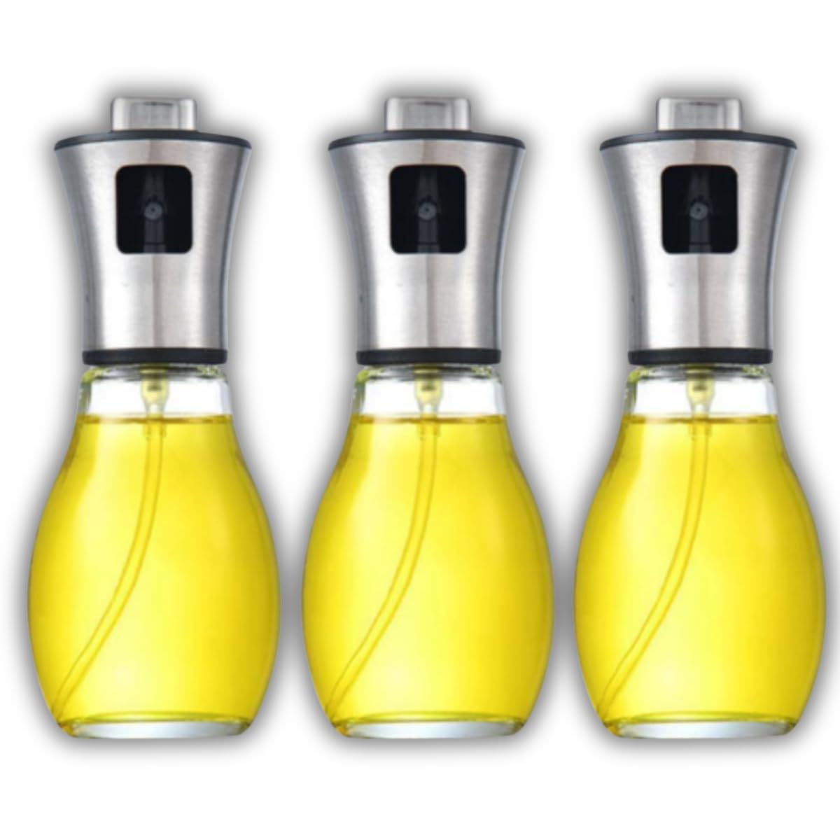 Borrifador Spray Óleo Azeite Vidro 200ml Kit 3 Galheteiro Pulverizador Cozinha Salada