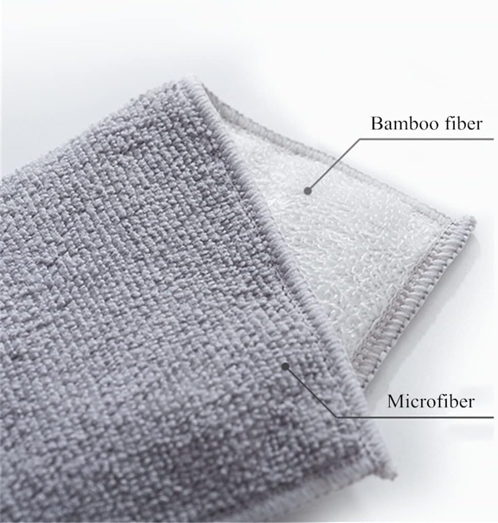 10PCS Fiber Non-Stick Oil Dishcloth Microfiber Kitchen Dish Towel Sided Absorbs Water Cleaning Rags