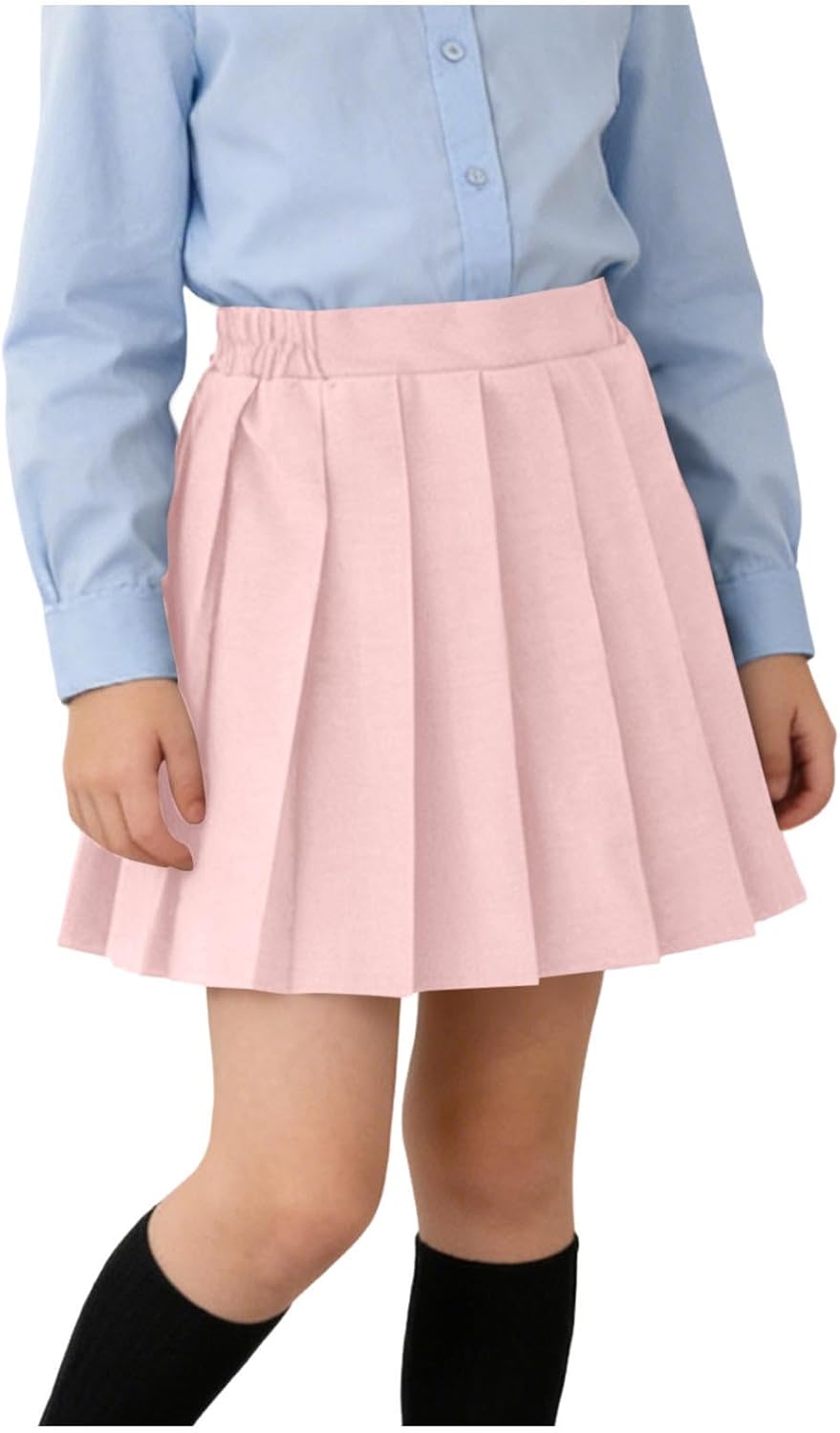 Uniform Skirts for Girls Pleated Elastic Waist A Line Mini Tennis Skirt Uniform Outfits for Kids Size 2-16 Years
