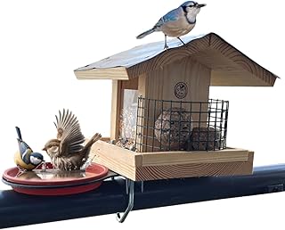 STAFECO Vogelfutterhaus Vogelhaus für Balkon wetterfest Futterhaus Handarbeit aus Natur Holz Vogelhaus zum Aufhängen im Garten und Balkon Gartenvögel product image