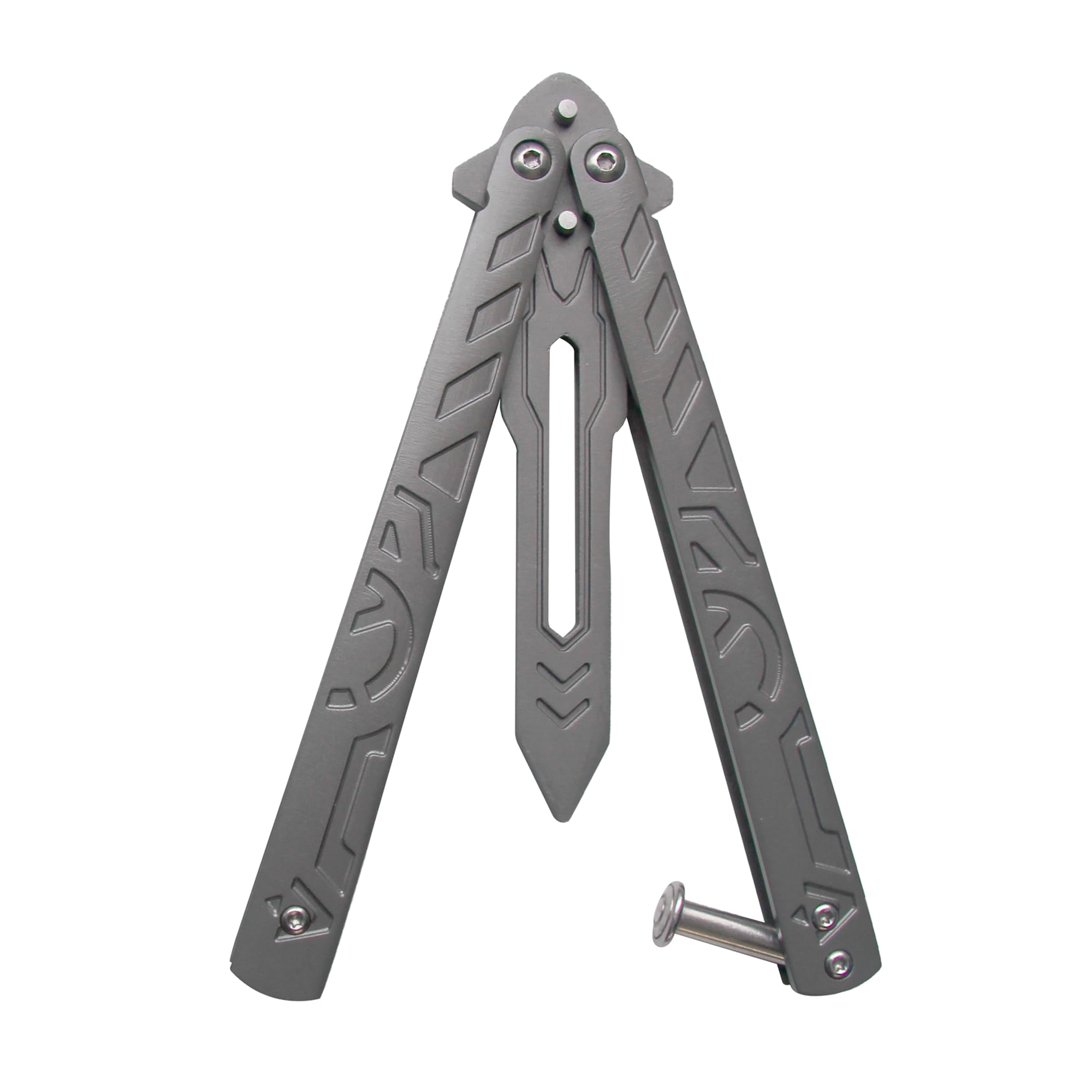 Navaja Mariposa Entrenamiento Acero Inoxidable Sin Filo Plegable Negro Plata