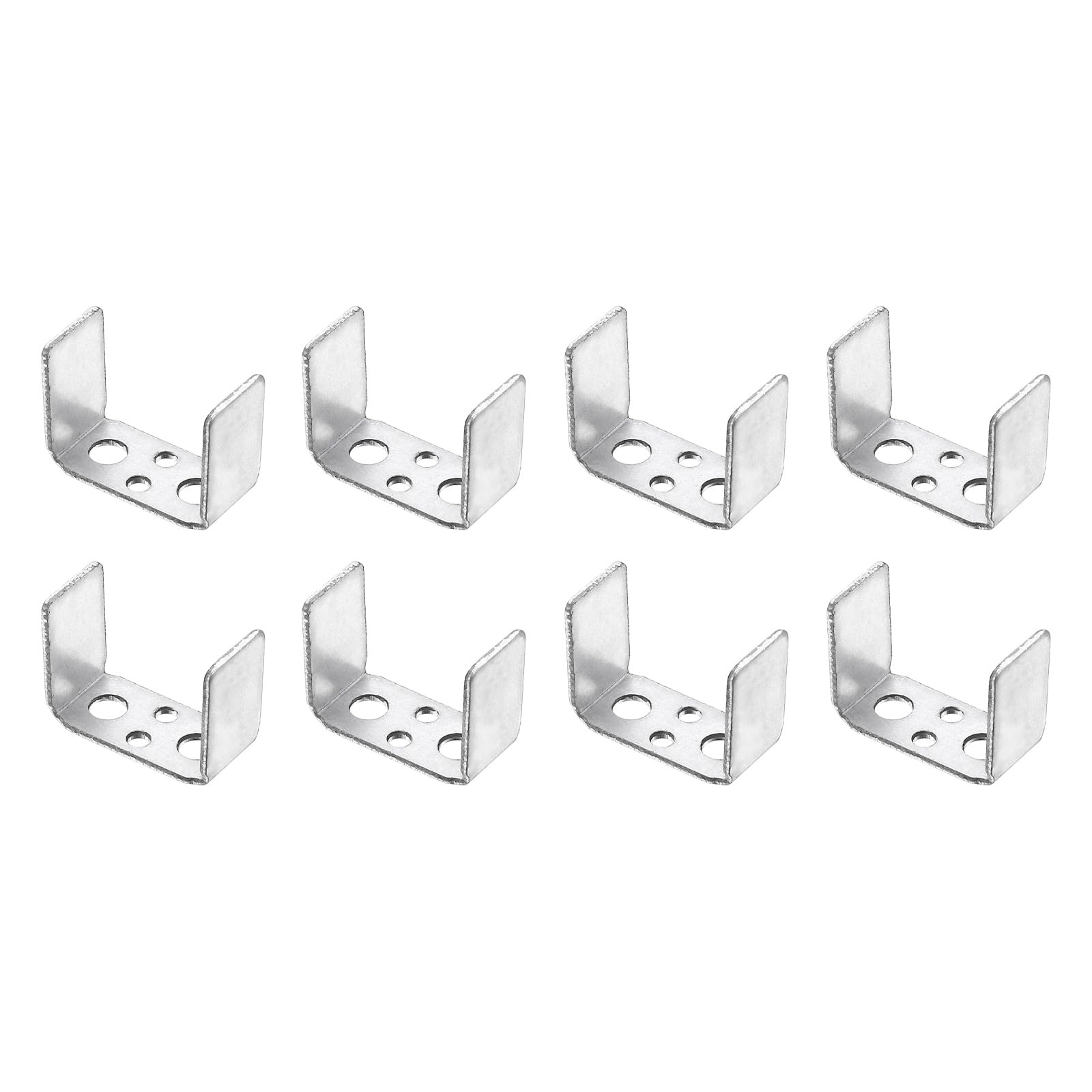 8 Pcs U Bracket for 1.32" Panels, 17.5 x 37 x 27.5mm Metal U Shaped Fasteners Brackets for Guardrail or Partitions Connection, Silver