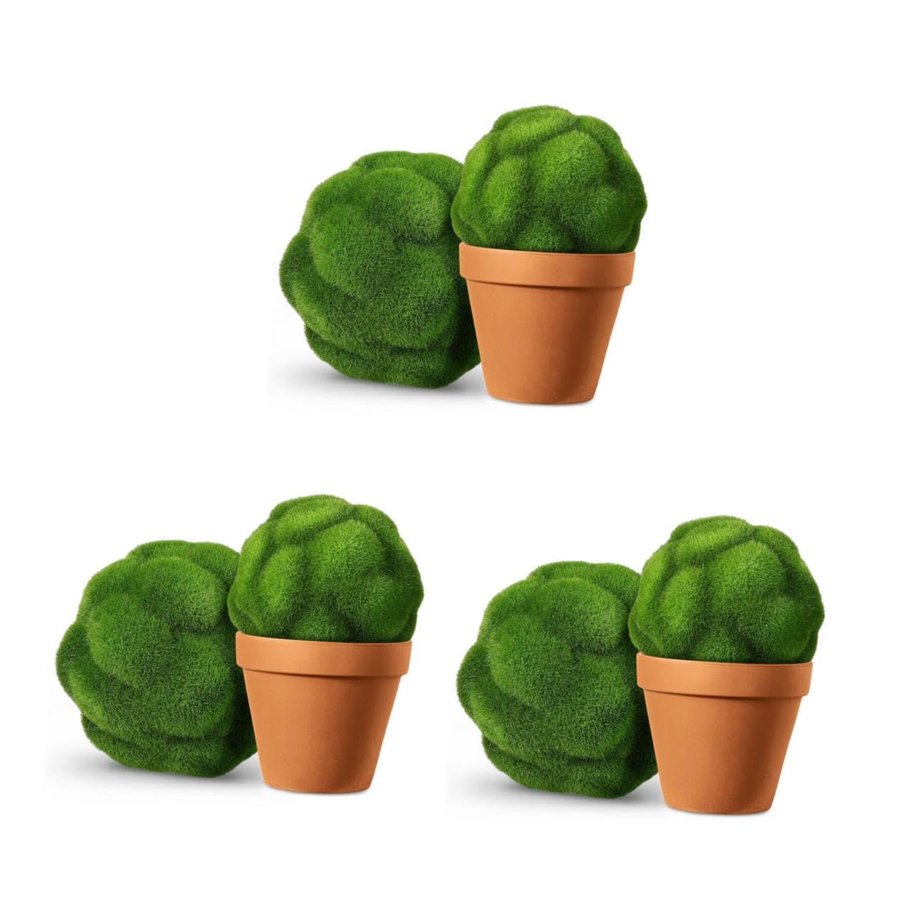 NUOBESTY 6 Piezas Bola de Musgo Artificial para Pared 10-12 CM Decoración de Bolas de Musgo Verde Esféricas para Jardín y Manualidades Resistente al Clima para Hogar Oficina y Eventos