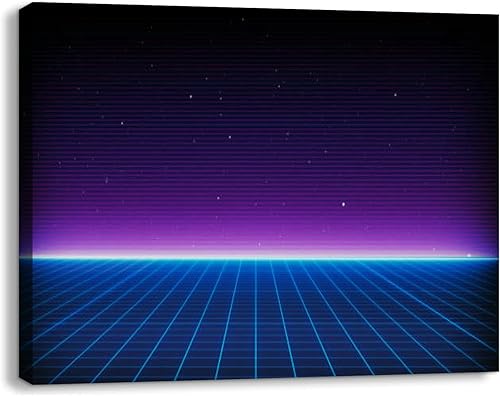 Miniatura 19 de Paisaje retro de la superficie cibernética de los años 80, diseño adecuado, lienzo, decoración de pared, cuadros para dormitorio, decoración de