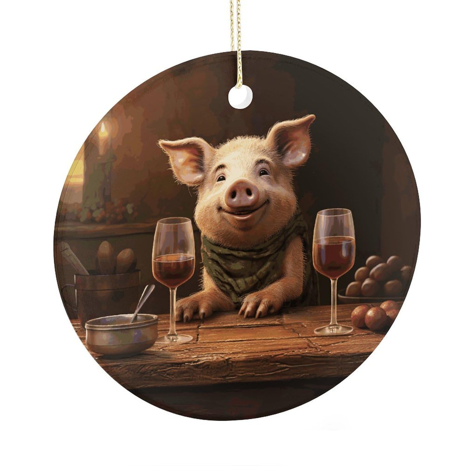 Adfgyerh Style Smiling (18) Ceramic Circular Pendant,2.9 Inch，Hanging Ornament，Gift Exchange Idea Round Ceramic Ornament,For Mom And Daughter，For Home Indoor Outdoor Decor.